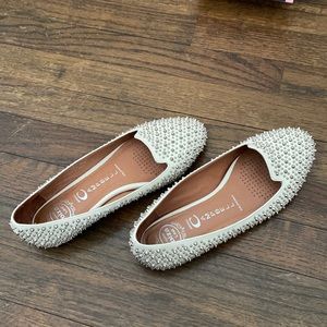 Jeffrey Campbell White Patent Studded Loafers